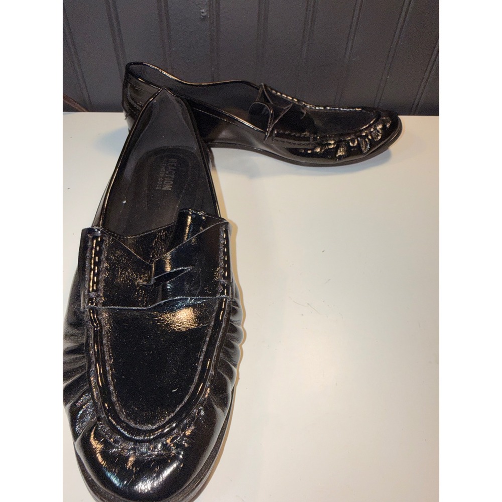 Kenneth Cole Reaction Zoila Black Patent Penny Loafers RL26ZOI01 Size 10